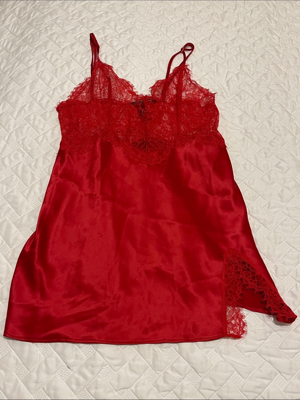Victoria's Secret Red Satin & Lace Chemise